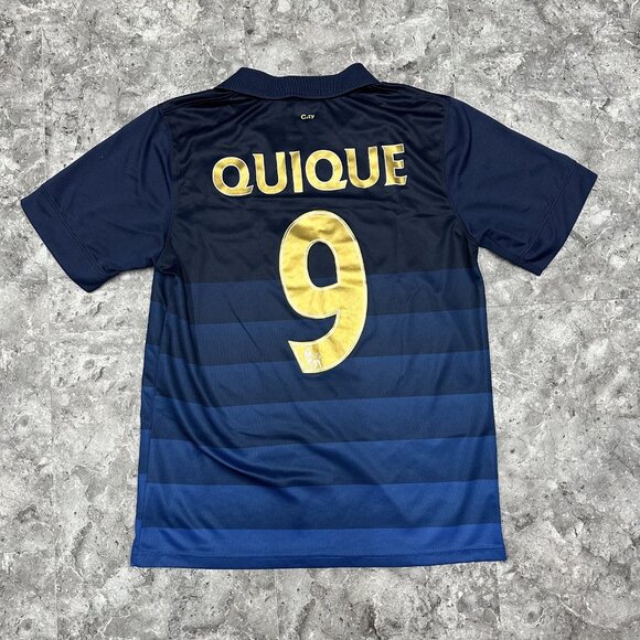 Manchester City 2014-2015 Nike Soccer Jersey Size M Dri-Fit MCFC Quique #9 Blue - Picture 2 of 6